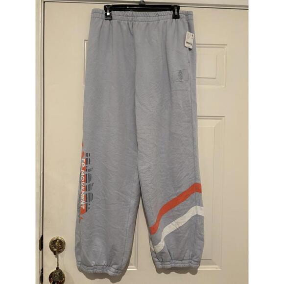 Free People Movement blue/grey logo sweat pants sz M #1415 new w/ tags - Picture 3 of 5